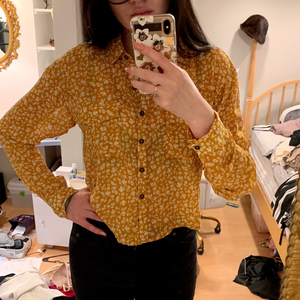 Wild Fable Cropped Yellow Blouse